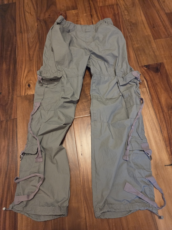 Angel Kiss Pants - Angel Kiss Gray Cargo Parachute Pants